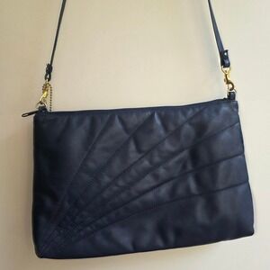 Alicia Vintage Navy Blue Genuine Leather Quilted Crossbody CBK 90s Minimalist